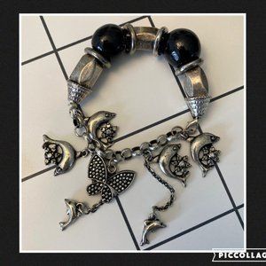 Dolphin & Butterfly Chunky Charm Bracelet (NWOT)